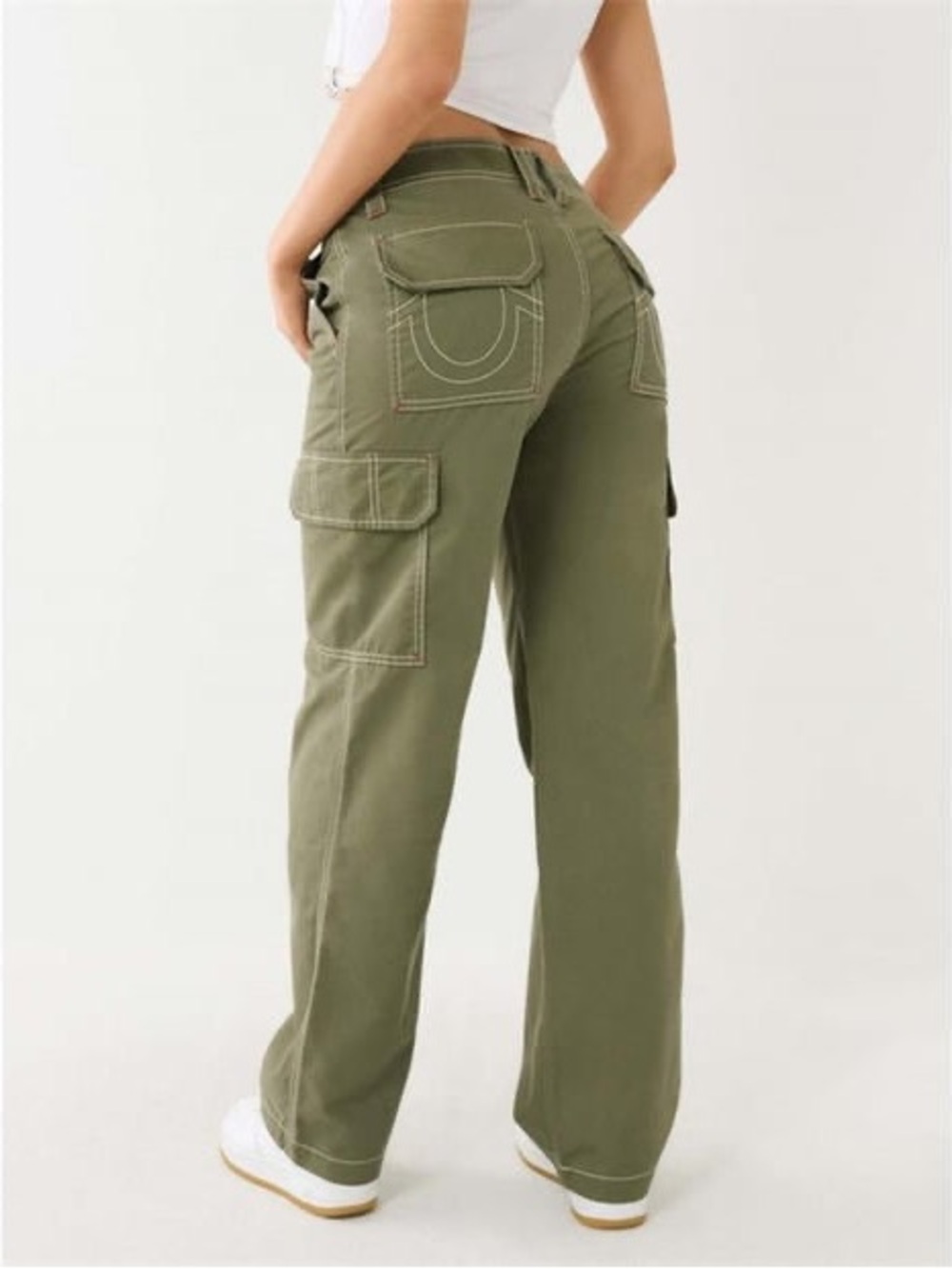 True Religion Olive Green Boyfriend Cargo Jeans - Picture 2 of 9